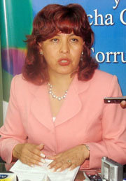 La ministra boliviana de Transparencia Institucional y Lucha contra la Corrupción, Nardy Suxo